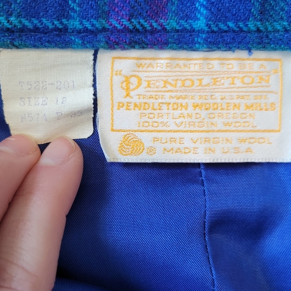 Vintage Pendleton Blue Purple Plaid Wool Skirt - Picture 6 of 8